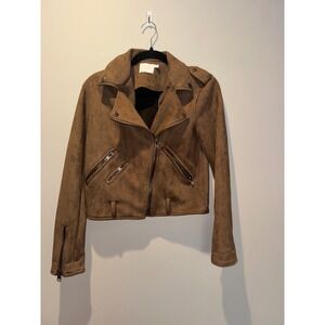 LUSH Womens Jacket Pull on Open front zip Pockets Brown